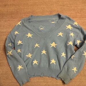 Blue Star Patterned Women's Sweater